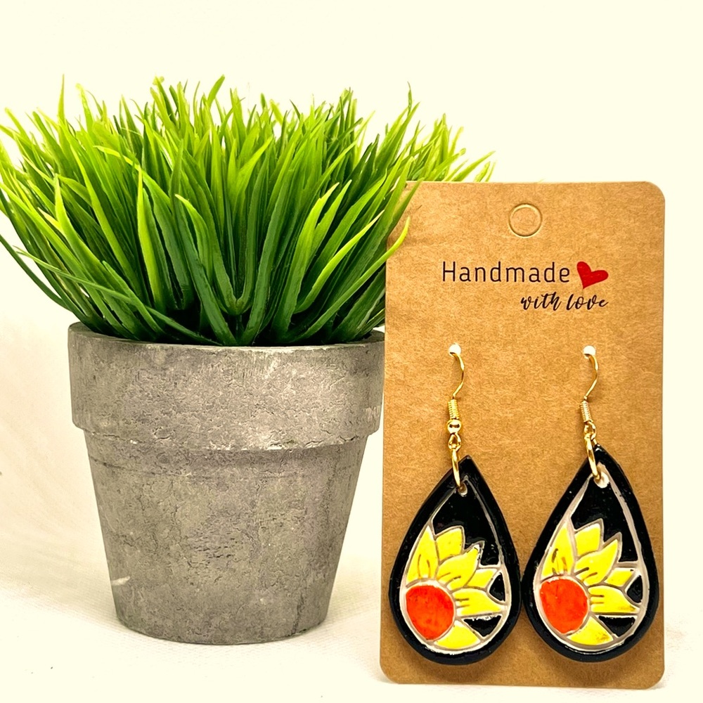 Sunflower earring polymer clay